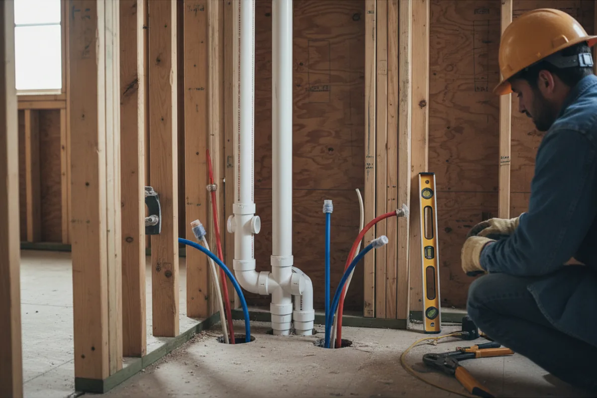 Drain and supply rough-in during Garbage Disposal Repair in Port Penn