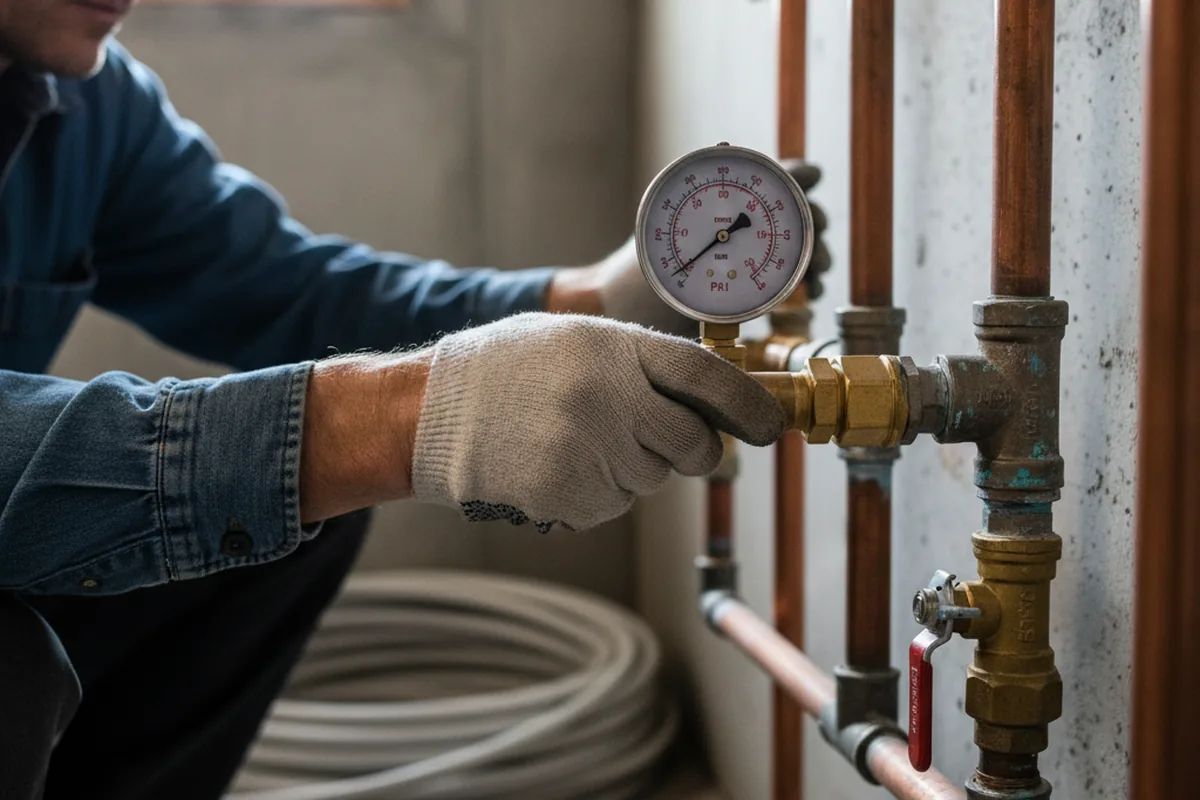 Pressure testing a repaired line during Water Line Repair in Port Penn